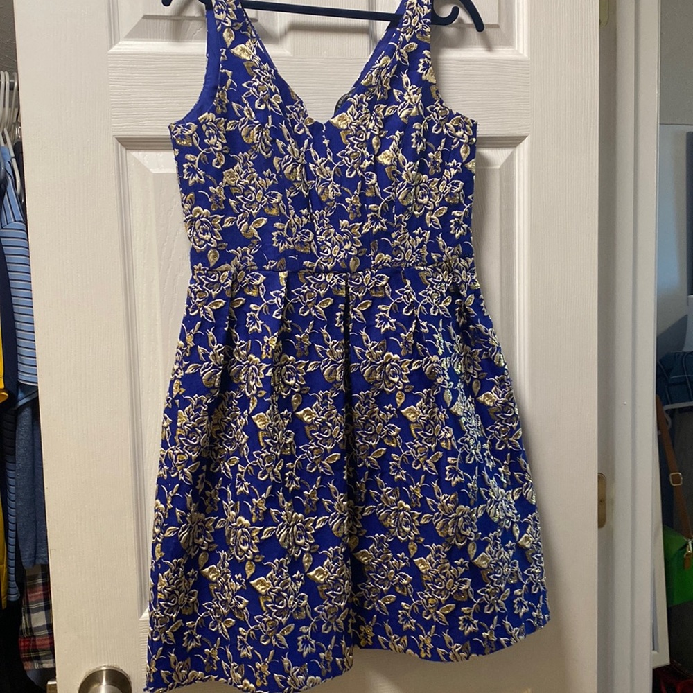 Kaya & Sloane blue and gold dress | M